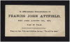 Francis John Attfield remembrance card